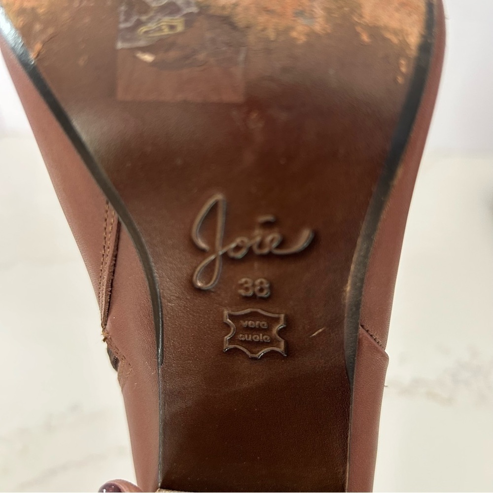 Joie High Heel Ankle Boot Clay Brown Romantic Leather EU 38 US Size 8 - Picture 8 of 11
